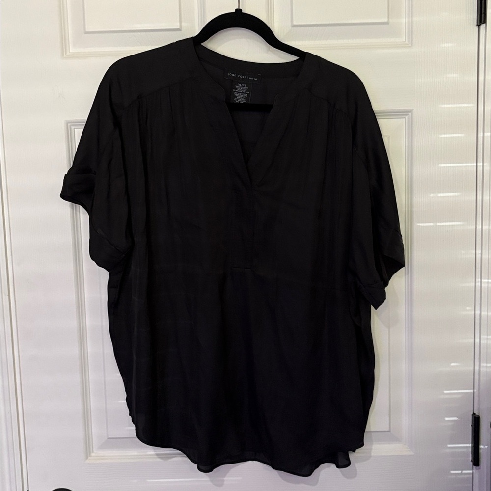 EUC Joan Vass Black Blouse 93178 size XL